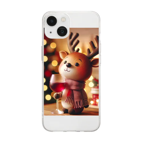 呑(どん)となかいinクリスマス　デフォルメver Soft Clear Smartphone Case