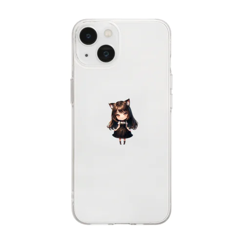 二頭身猫耳女子１ Soft Clear Smartphone Case