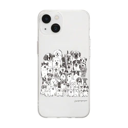 わんちゃん大集合　犬【せいこせんせい】 Soft Clear Smartphone Case