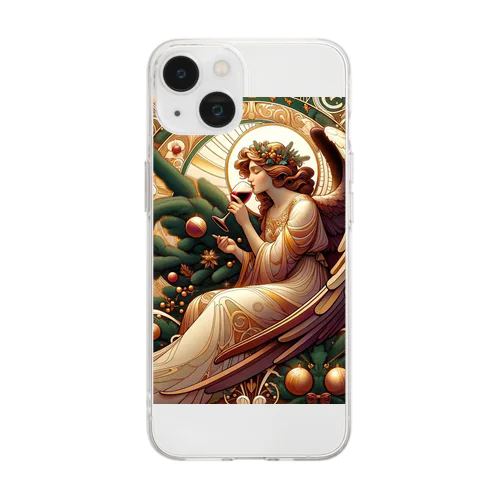 呑(どん)天使inクリスマス　アール・ヌーヴォー風vol.2 Soft Clear Smartphone Case