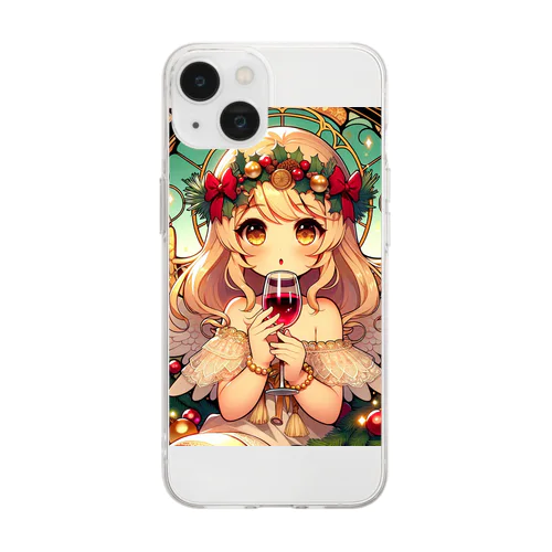 呑(どん)天使inクリスマス　アニメ風 Soft Clear Smartphone Case