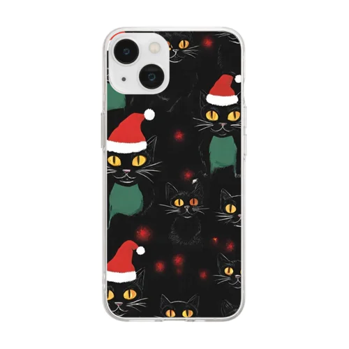 宇宙黒猫キョロちゃんとX'mas🎄 Soft Clear Smartphone Case