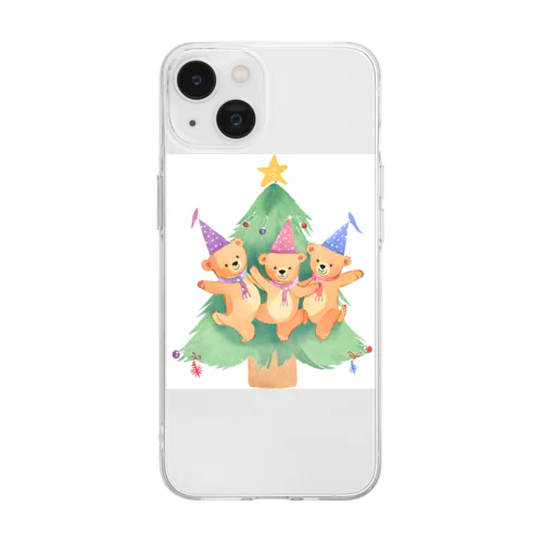 クリスマスベアーズ Soft Clear Smartphone Case