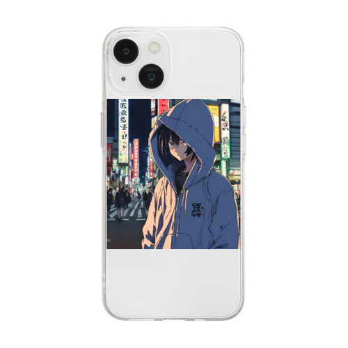 パーカーフードの少女　池袋編 Soft Clear Smartphone Case