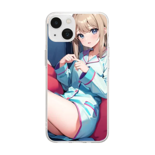 パジャマの女の子 Soft Clear Smartphone Case