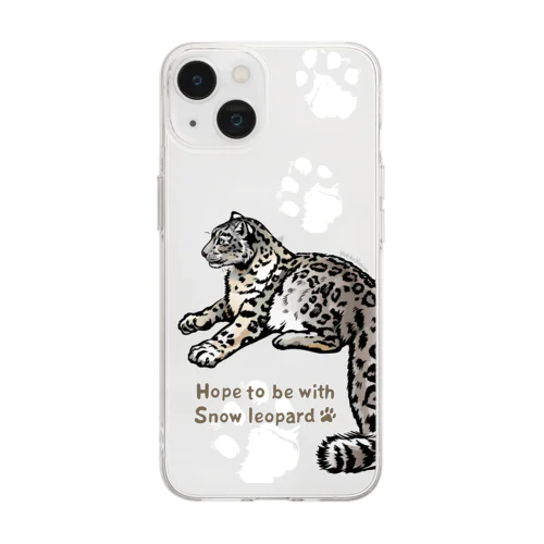 Snow leopard＊ユキヒョウ　あしあとスマホケース Soft Clear Smartphone Case