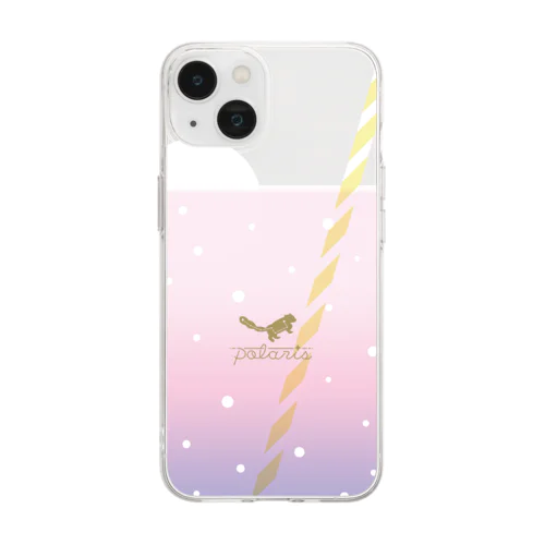 クリームソーダなスマホケース_pink Soft Clear Smartphone Case