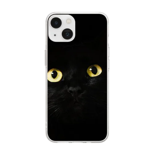 Black cat　黒猫　 Soft Clear Smartphone Case