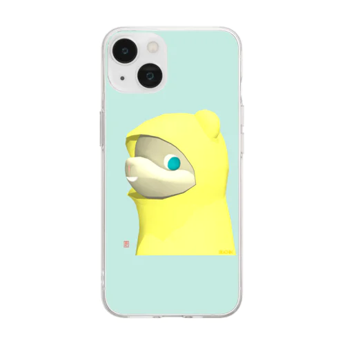 BEACHIN bear raincoat blueback Soft Clear Smartphone Case