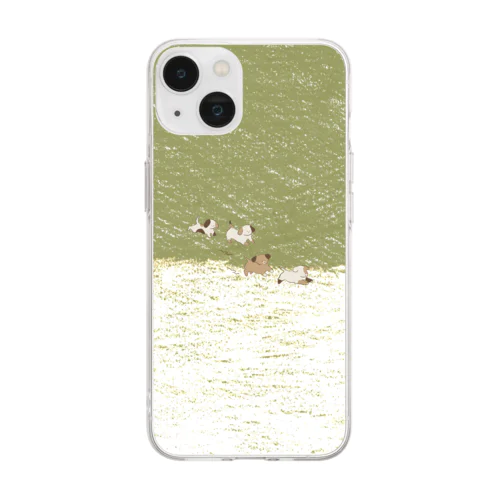 芝生のいぬたち Soft Clear Smartphone Case