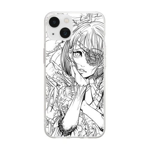 レースの眼帯女子 Soft Clear Smartphone Case