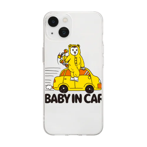 BABY IN CAR　イエロー（背景なし） Soft Clear Smartphone Case