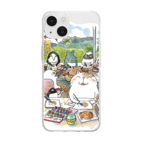 水彩イラストDiary Soft Clear Smartphone Case