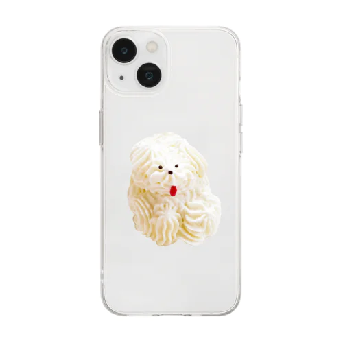 クリーム犬 Soft Clear Smartphone Case