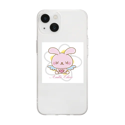 天使のうさぎハピバニちゃん Soft Clear Smartphone Case