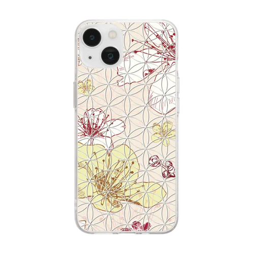 フラワーオブライフ 桜の花柄A [ピンク] Soft Clear Smartphone Case