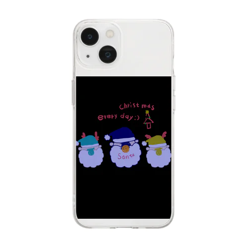 ブラックサンタさん3人 🍗 Soft Clear Smartphone Case