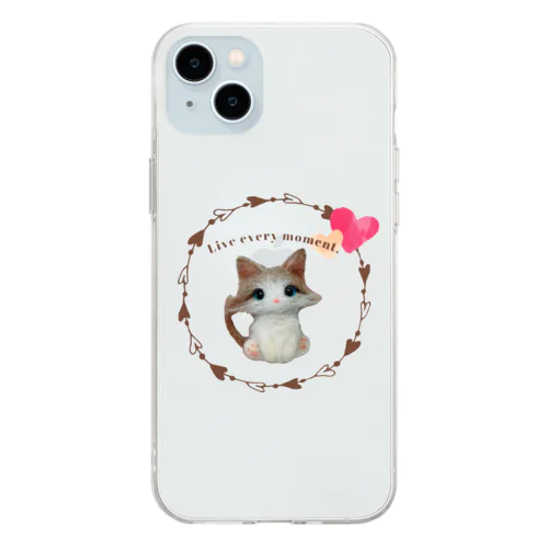 おすましパピ猫/ラグドール Soft Clear Smartphone Case