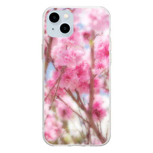 花フォト（八重桜） Soft Clear Smartphone Case