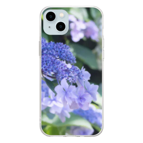 花フォト（アジサイ/紫） Soft Clear Smartphone Case