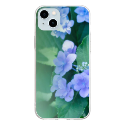 花フォト（アジサイ/緑） Soft Clear Smartphone Case