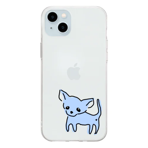 ゆるチワワ（ブルー） Soft Clear Smartphone Case