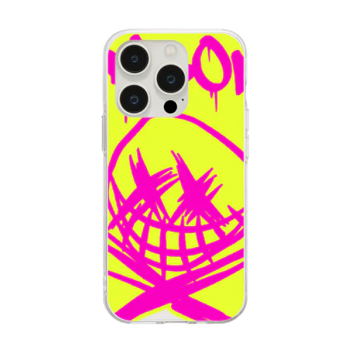 RAKUGAKIXBONE PNKonYEL NEON Soft Clear Smartphone Case