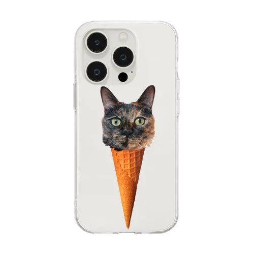 サビ猫ソフトクリーム Soft Clear Smartphone Case
