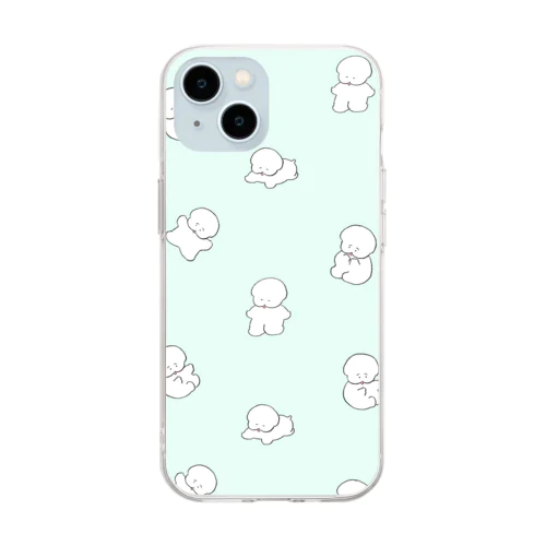 ワヌワヌワヌ（ミント色） Soft Clear Smartphone Case