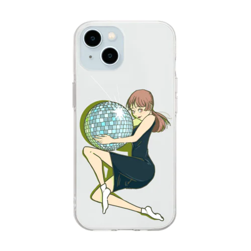 ミラーボールガール Soft Clear Smartphone Case