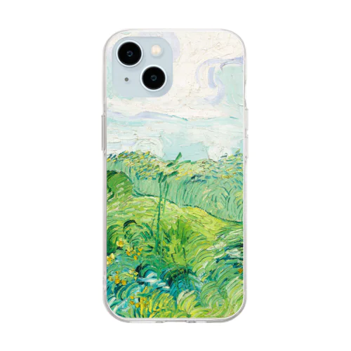 ゴッホの絵画「緑の麦畑」と四字熟語シリーズ Soft Clear Smartphone Case