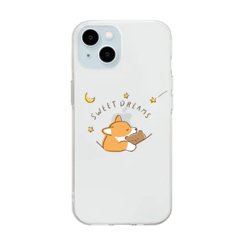 おやすみコーギー(良い夢を　ナイトウェア) Soft Clear Smartphone Case