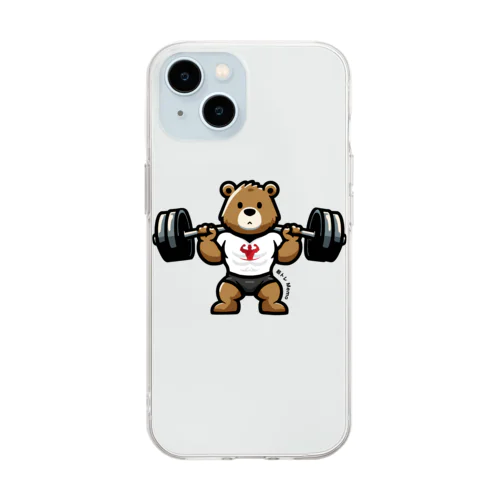 脚トレから逃げない筋トレMemoクマさんTシャツ Soft Clear Smartphone Case