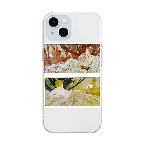 黄昏と曙 by Alfons Mucha Soft Clear Smartphone Case