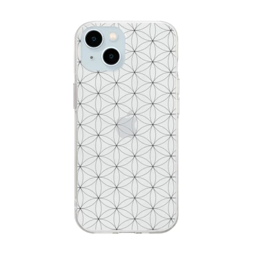 フラワーオブライフ【幸運、運気アップ】スマホケース、TPU素材ソフトクリアケース、透明iPhoneケース Soft Clear Smartphone Case