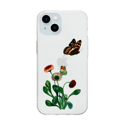 花と蝶 Soft Clear Smartphone Case