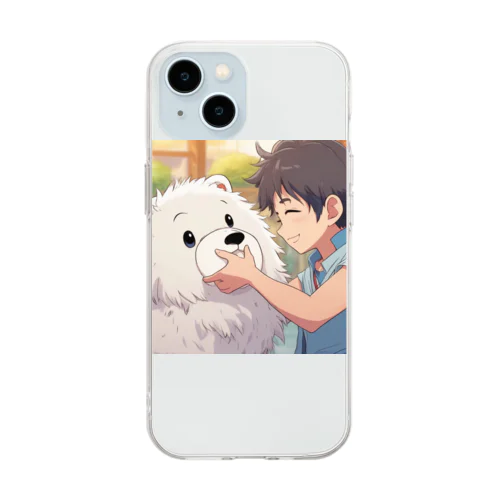 もふもふワンちゃん Soft Clear Smartphone Case