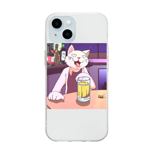 酔っ払いの猫くん Soft Clear Smartphone Case