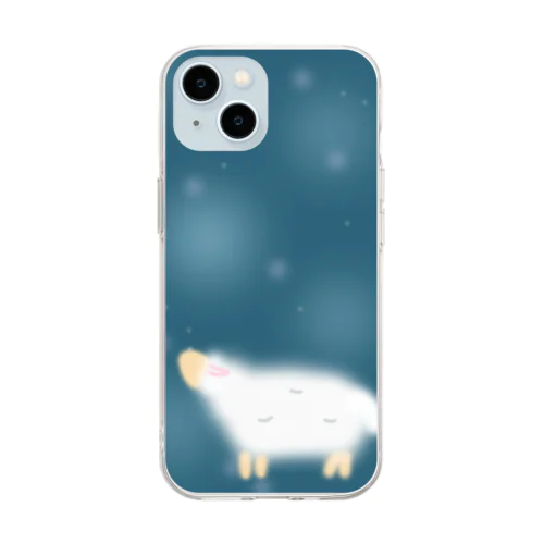 冬のひつじさん Soft Clear Smartphone Case