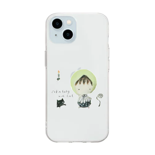 ずきんbabyと猫 Soft Clear Smartphone Case