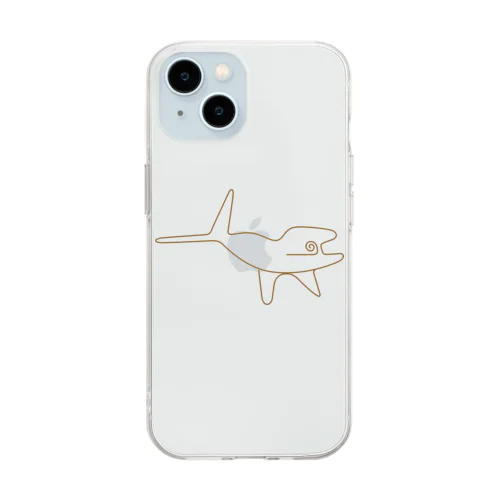 ナスカの地上絵風のクジラ Soft Clear Smartphone Case