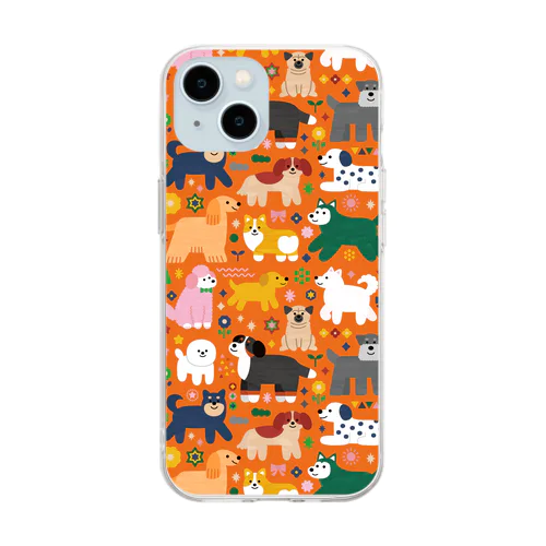 犬(オレンジ) Soft Clear Smartphone Case