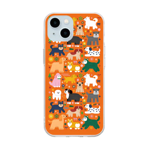 犬(オレンジ) Soft Clear Smartphone Case