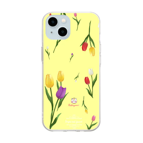 【チューリップ柄🌷れぉにゃん】イエロー Soft Clear Smartphone Case