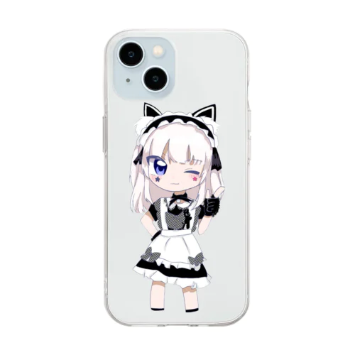 黒猫ネネちゃん Soft Clear Smartphone Case