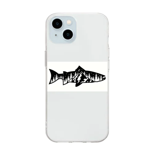 山？　魚？ Soft Clear Smartphone Case