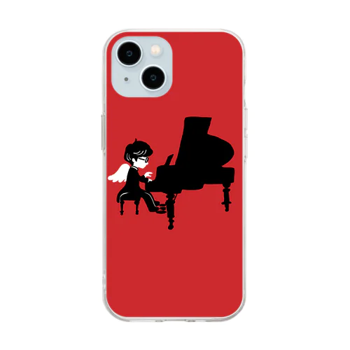 ピアノマン_RED Soft Clear Smartphone Case