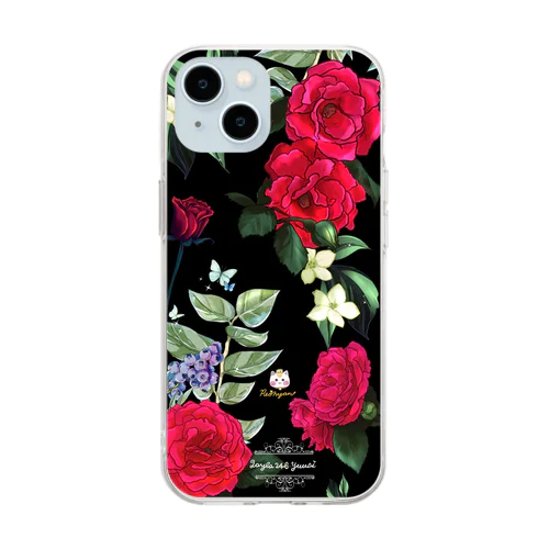 【赤バラ🌹ブドウ×蝶】《①》 Soft Clear Smartphone Case