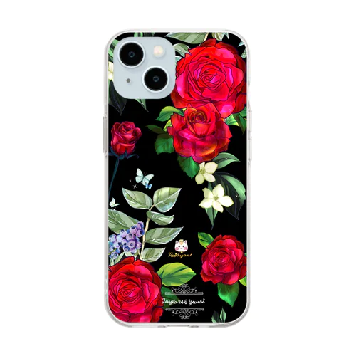 【赤バラ🌹ブドウ×蝶】《②》 Soft Clear Smartphone Case