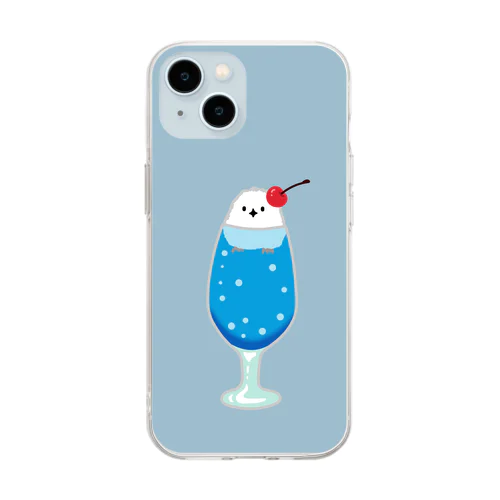 シマエナガソーダ（ブルー） Soft Clear Smartphone Case